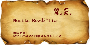 Mesits Rozália névjegykártya